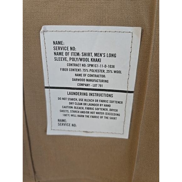 VTG U.S. Marine Corps Men Shirt 14.5 32 Khaki Poly Wool Blend 2122 Army Military - Picture 5 of 7